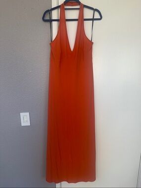 Forever 21 Backless Halter Maxi Dress in Orange